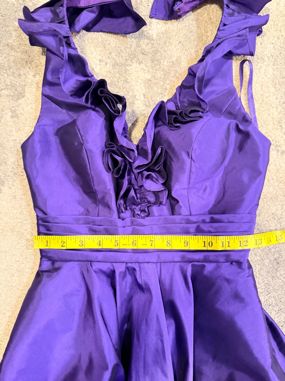 Angelina Faccenda Purple Ruffled Halter Fit & Flare Dress - Picture 6 of 7